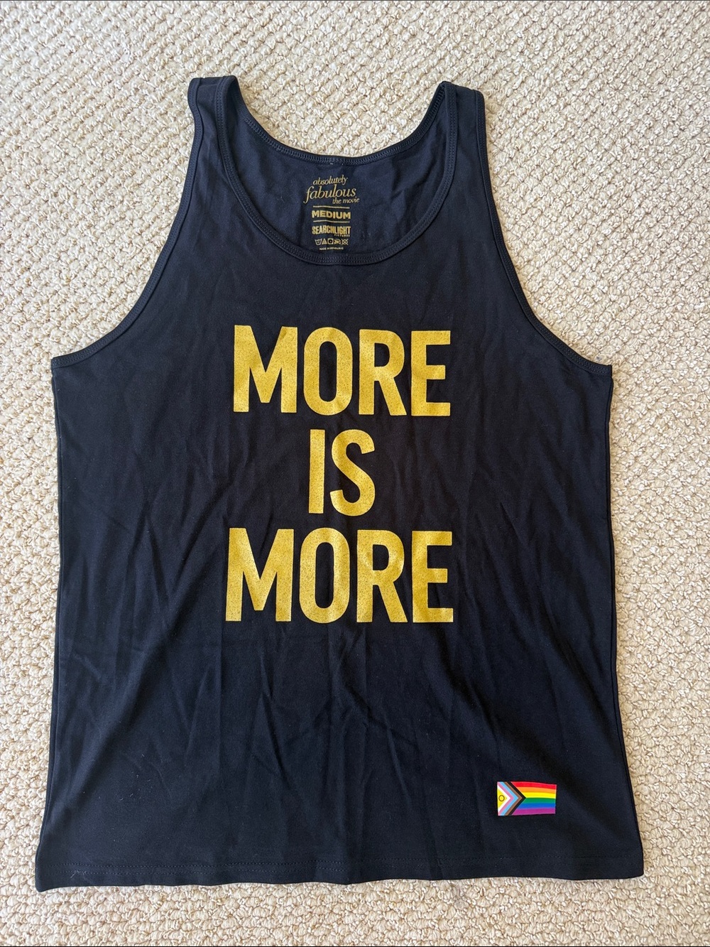 More is more men black tank top size M